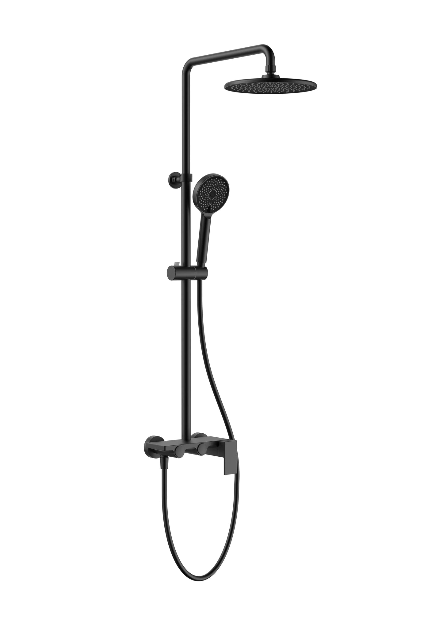 Duschset mit 2 Funktionen – Matt Schwarz, modernes Design aus massivem Messing