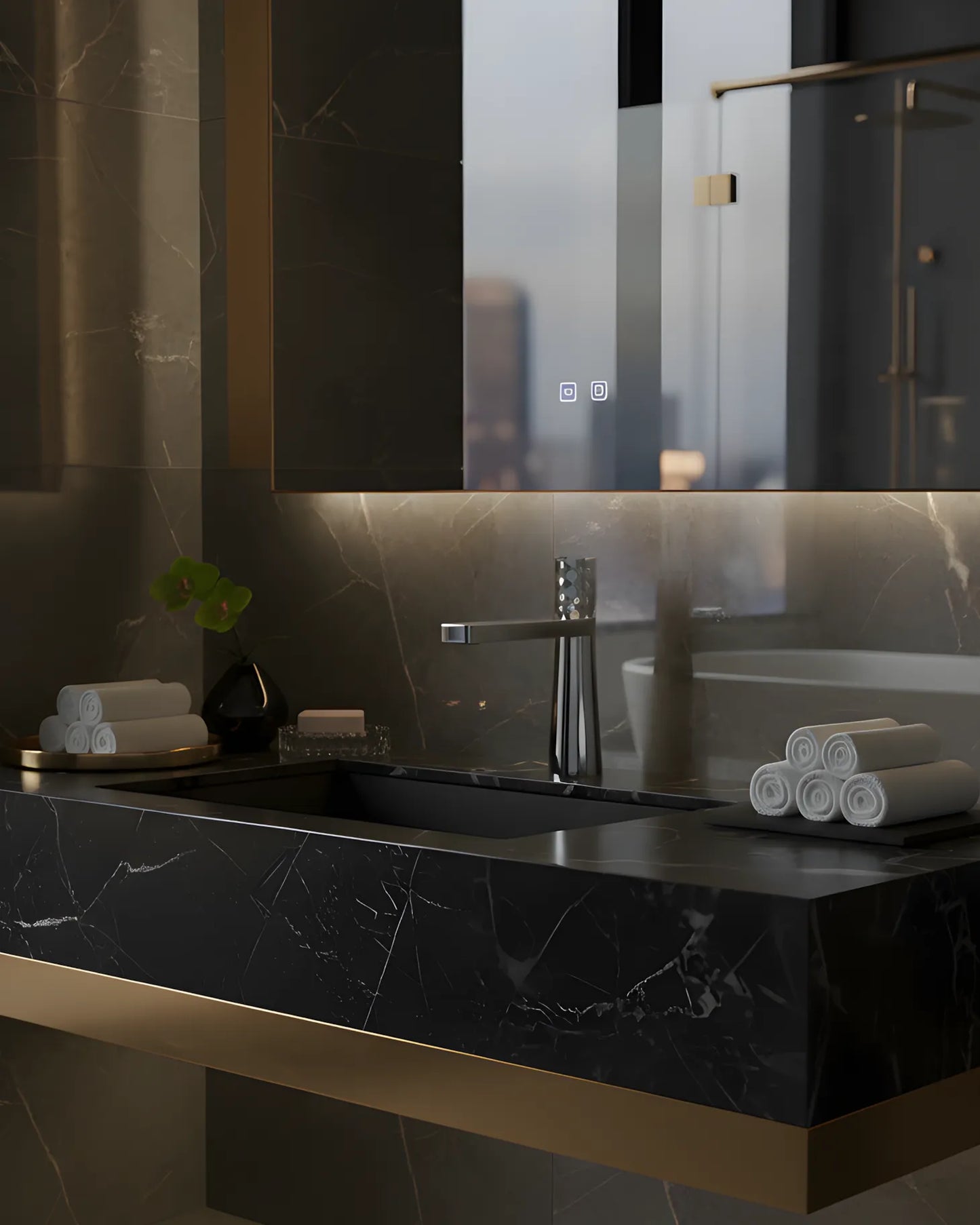 Waschbeckenarmatur Chrom glänzend – facettierte Details, modernes Design