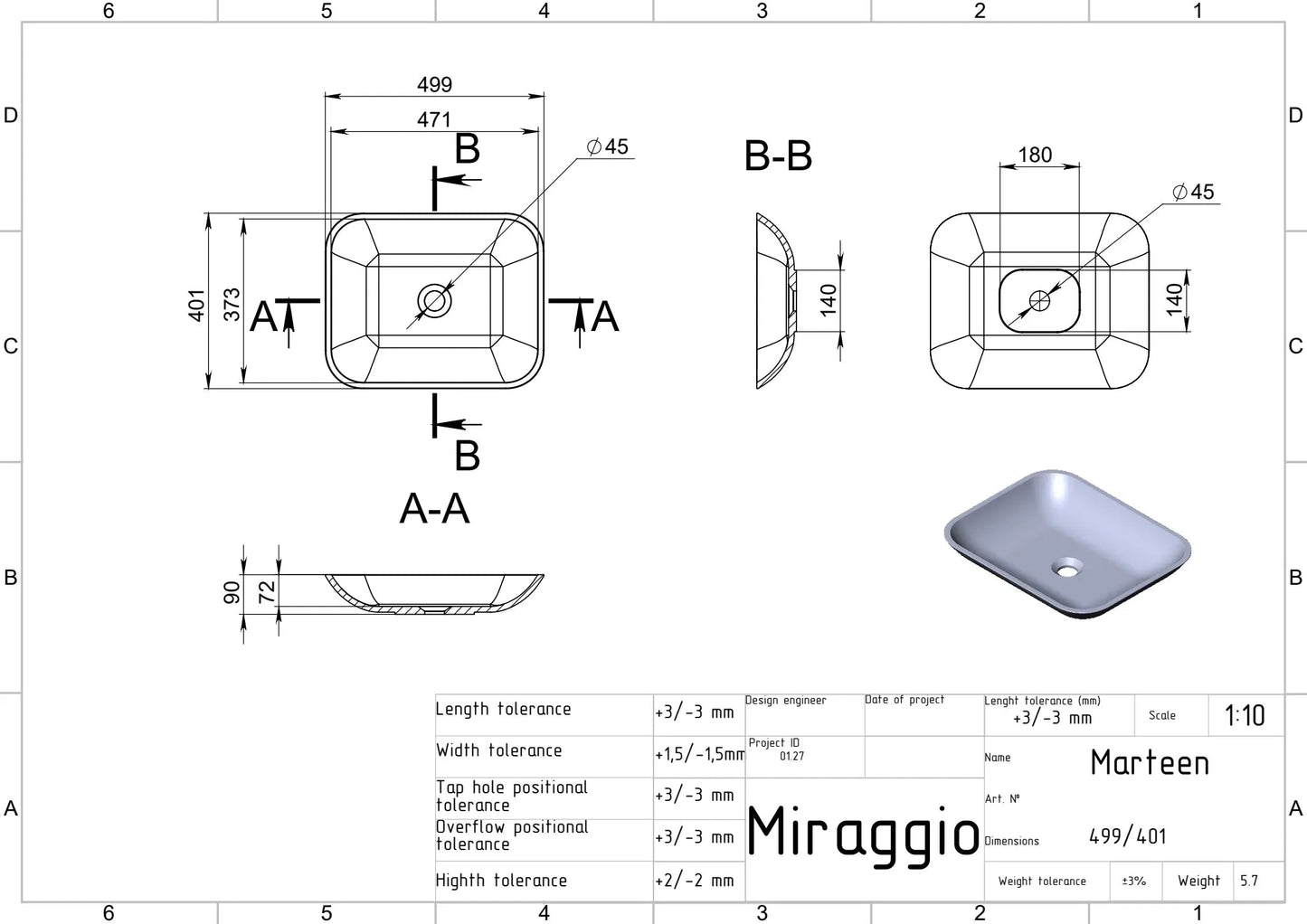 Aufsatzwaschbecken Marteen – Miraggio