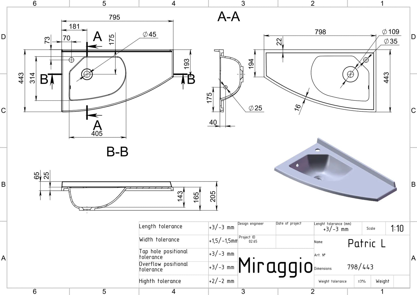 Aufsatzwaschbecken Patric L – Miraggio