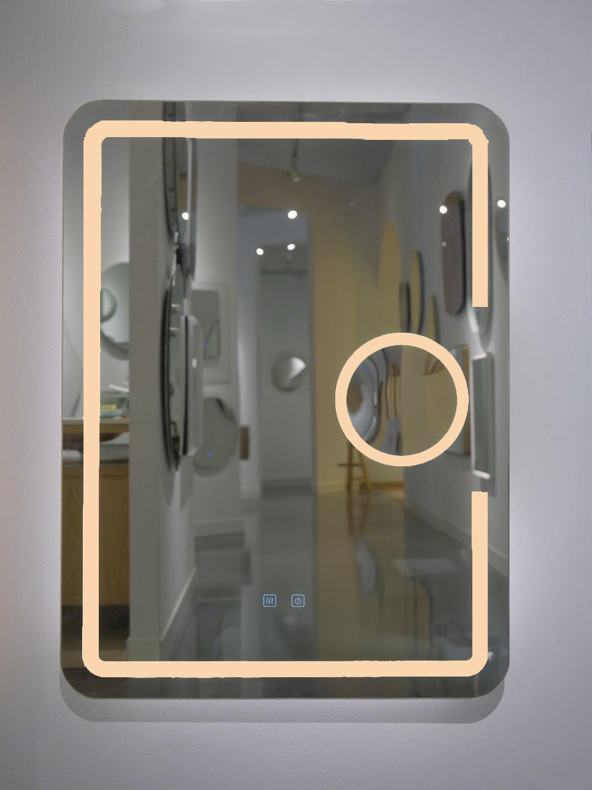 LED Badezimmerspiegel 60x80 cm mit Kosmetikspiegel – Anti-Beschlag, Touch & 3 Lichtfarben