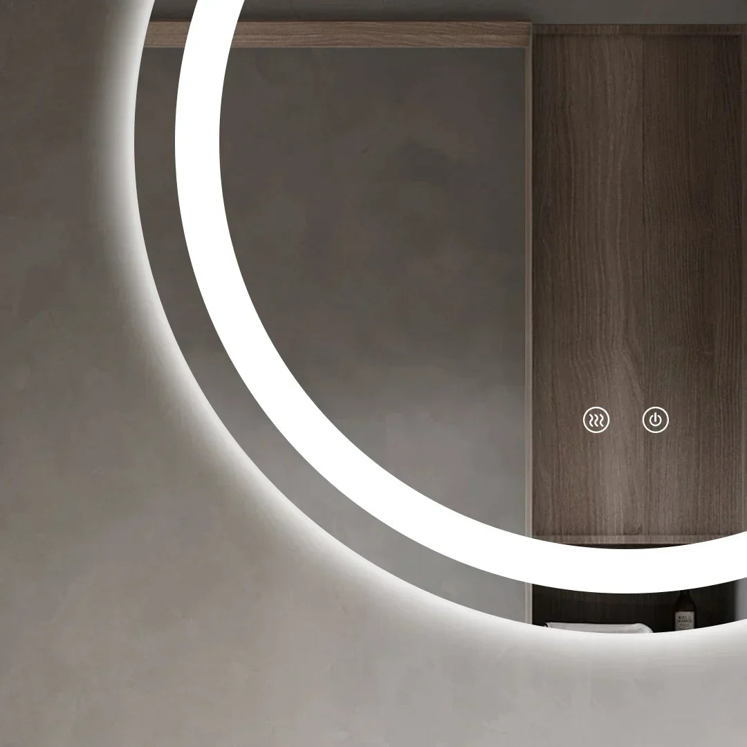 Runder LED-Badezimmerspiegel H105 mit 3 Lichtfarben, Anti-Beschlag und Touch-Steuerung
