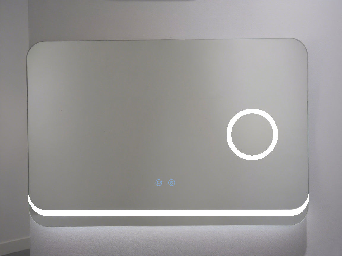 Rechteckiger LED-Badezimmerspiegel H-1083 mit Kosmetikspiegel, 3 Lichtfunktionen, Anti-Beschlag und Touch-Schalter
