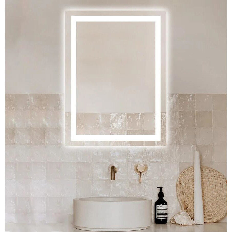 Rechteckiger LED-Badezimmerspiegel H109 mit 3 Lichtfarben, Anti-Beschlag und Touch-Steuerung