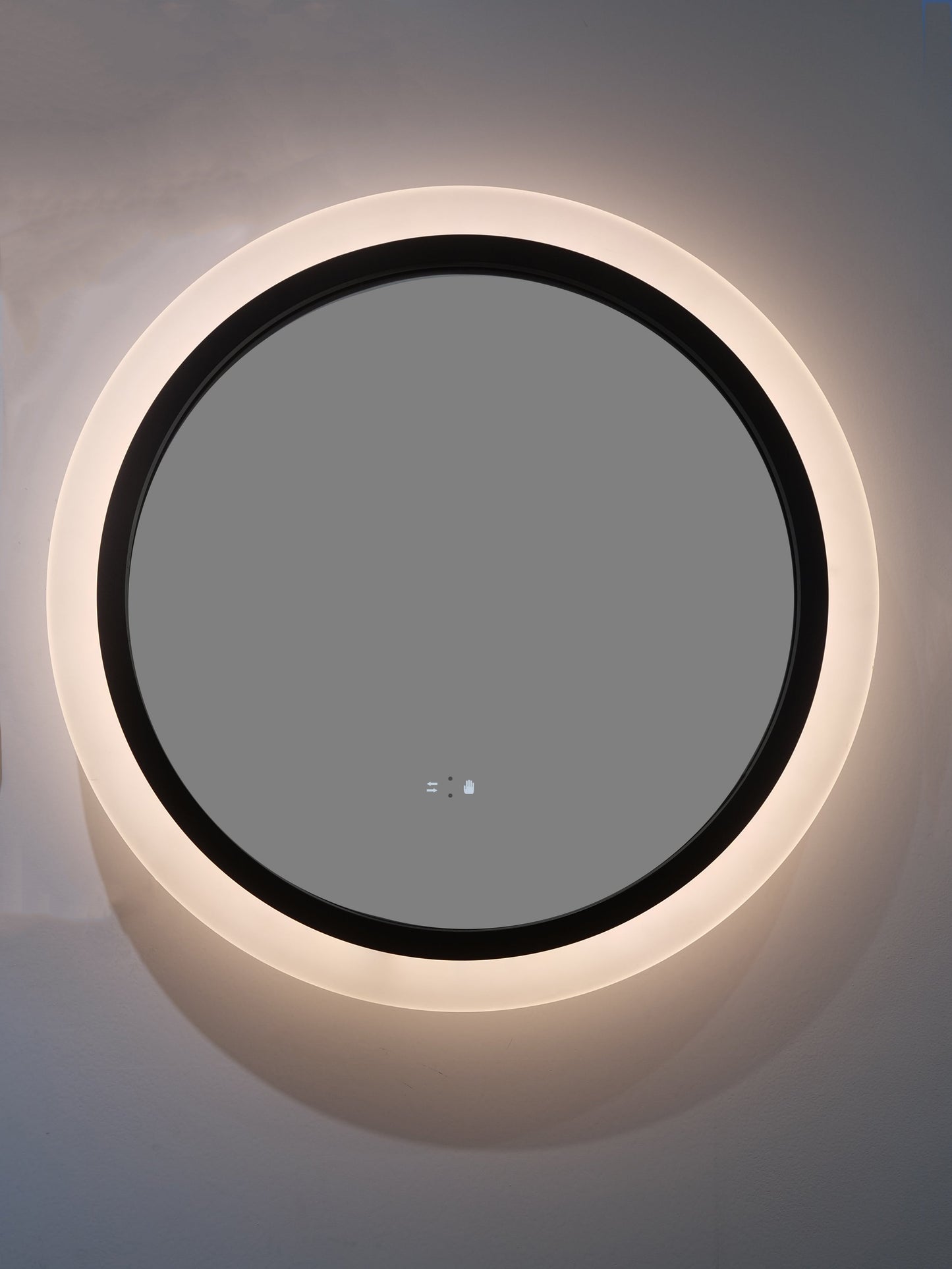 Runder LED Badezimmerspiegel Ø60 cm Schwarz – Touch, Sensor, Anti-Beschlag & 3 Lichtfarben