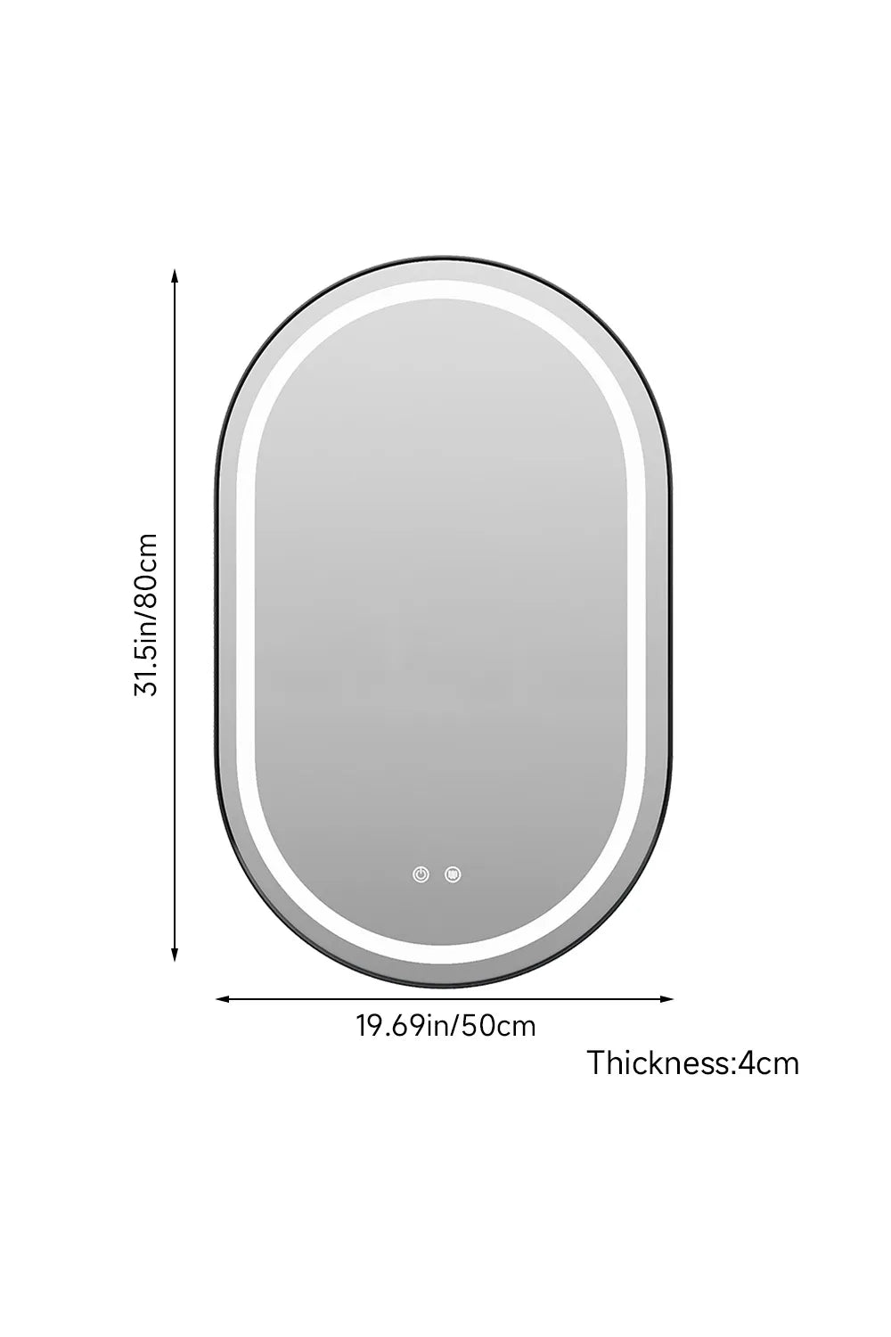LED-Badezimmerspiegel H-3055 Schwarz mit COB-Lichtband | 3 Lichtfarben & Anti-Beschlag