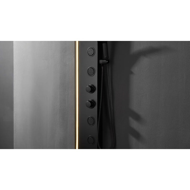 Duschpaneel Black Line – Modernes Design mit LED-Lichtleiste und Multifunktionssystem