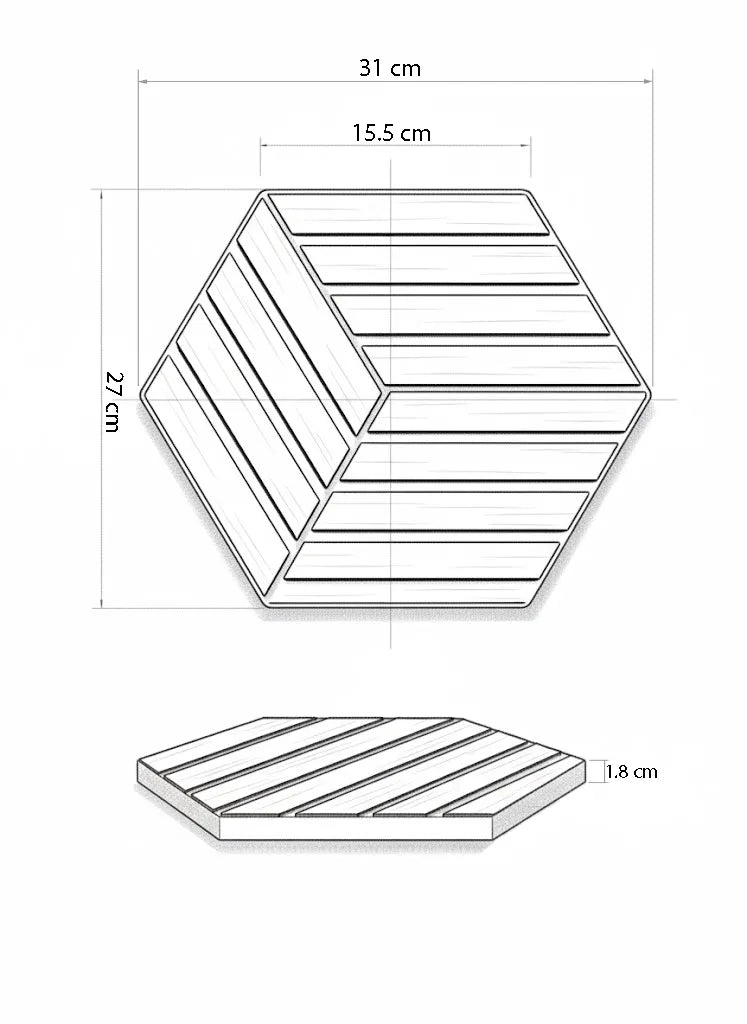 Dekoratives Lamellen-Akustikpaneel, hexagonal – Natur-Eiche XYPT-07