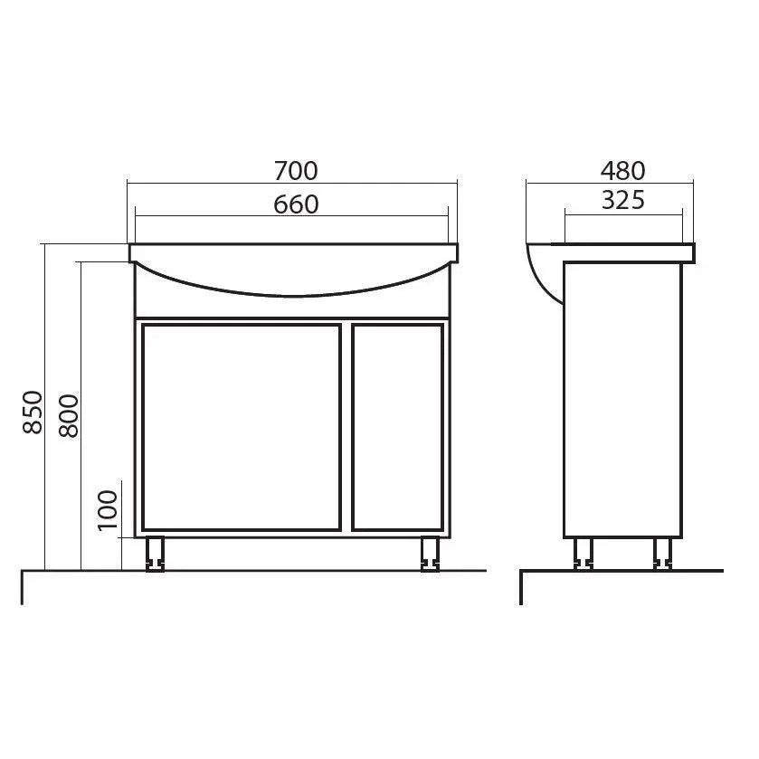 Mobilier de baie pe pardoseală Terra, Alb Aqua Rodos