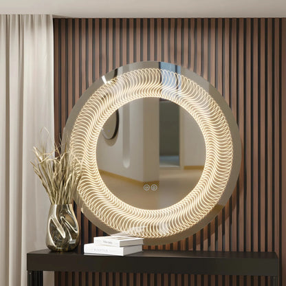 Runder LED-Spiegel H-2068 – 3 Lichtfarben, Anti-Beschlag, modernes Design