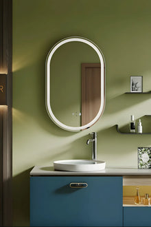 Badezimmerspiegel LED H120 oval mit 3 Lichtfarben, IR-Sensor und Anti-Beschlag