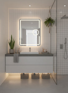 LED Badezimmerspiegel 60x80 cm mit Kosmetikspiegel – Anti-Beschlag, Touch & 3 Lichtfarben