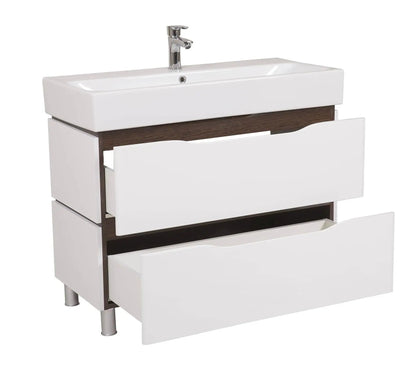 Mobilier de baie pe pardoseală Venice, Alb+Wenge (Pinto) Aqua Rodos