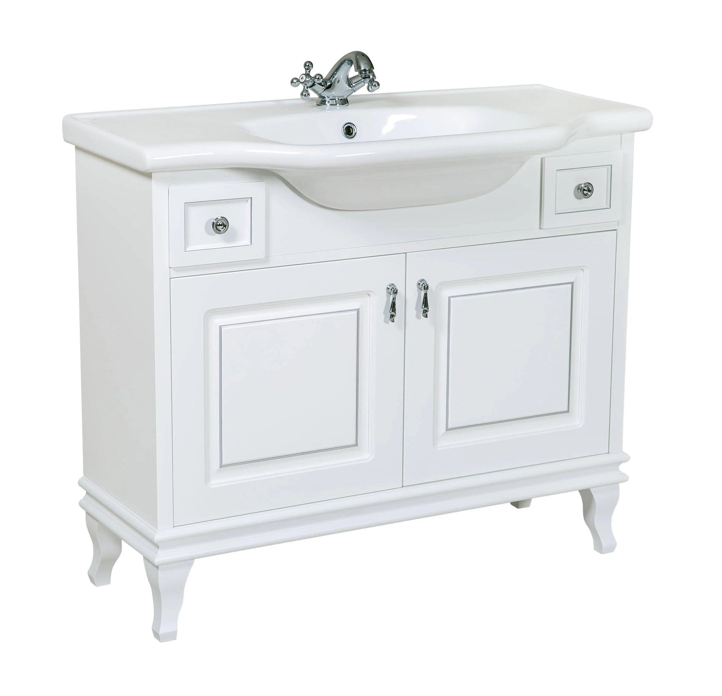 Mobilier de baie pe pardoseală Beatrice alb+crom Aqua Rodos