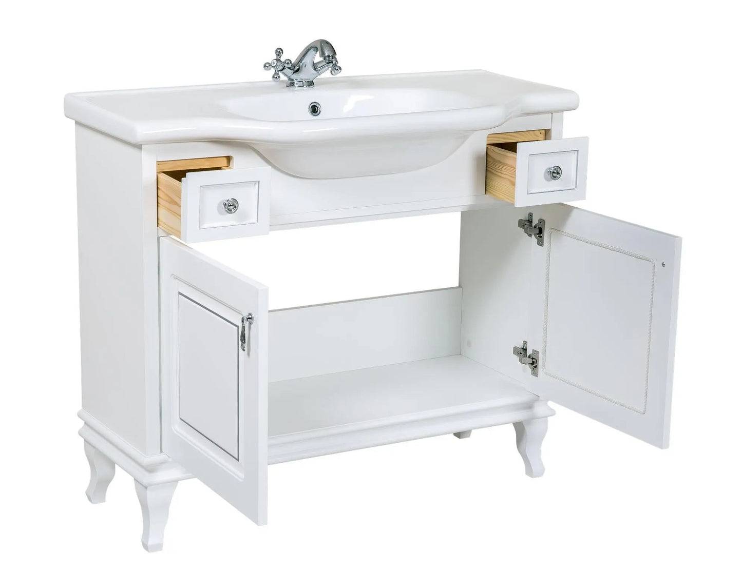 Mobilier de baie pe pardoseală Beatrice alb+crom Aqua Rodos