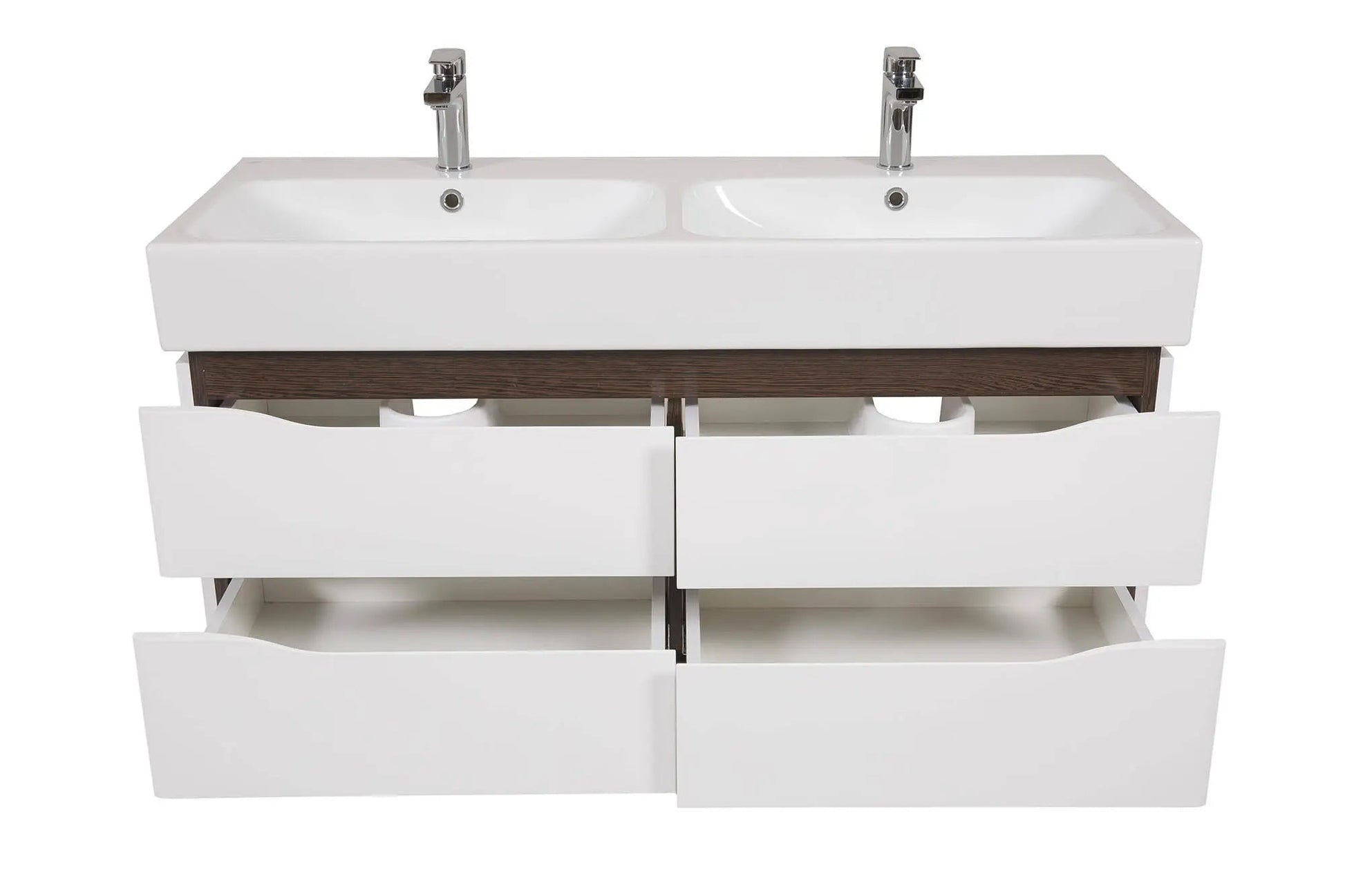 Mobilier de baie pe suspendat cu lavoar dublu Venice, Alb+Wenge Aqua Rodos
