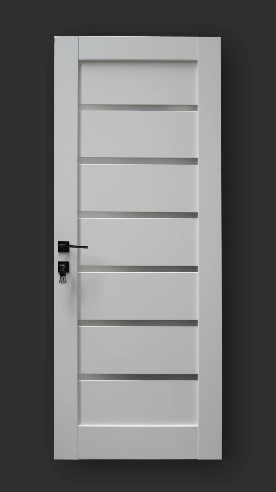 Ușă interior Mira alba cu sticla mata-model modern cu toc reglabil, complet echipată www.CasaDeco.ro