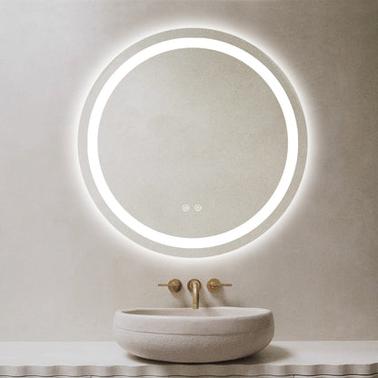 Runder LED-Badezimmerspiegel H105 mit 3 Lichtfarben, Anti-Beschlag und Touch-Steuerung