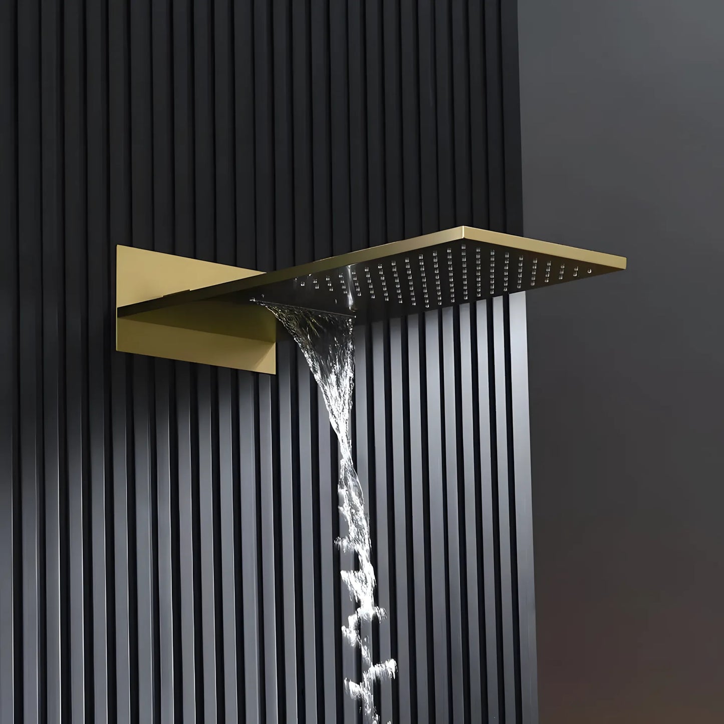 Unterputz-Duschset mit 2 Funktionen – Gebürstetes Gold, modernes Design aus massivem Messing