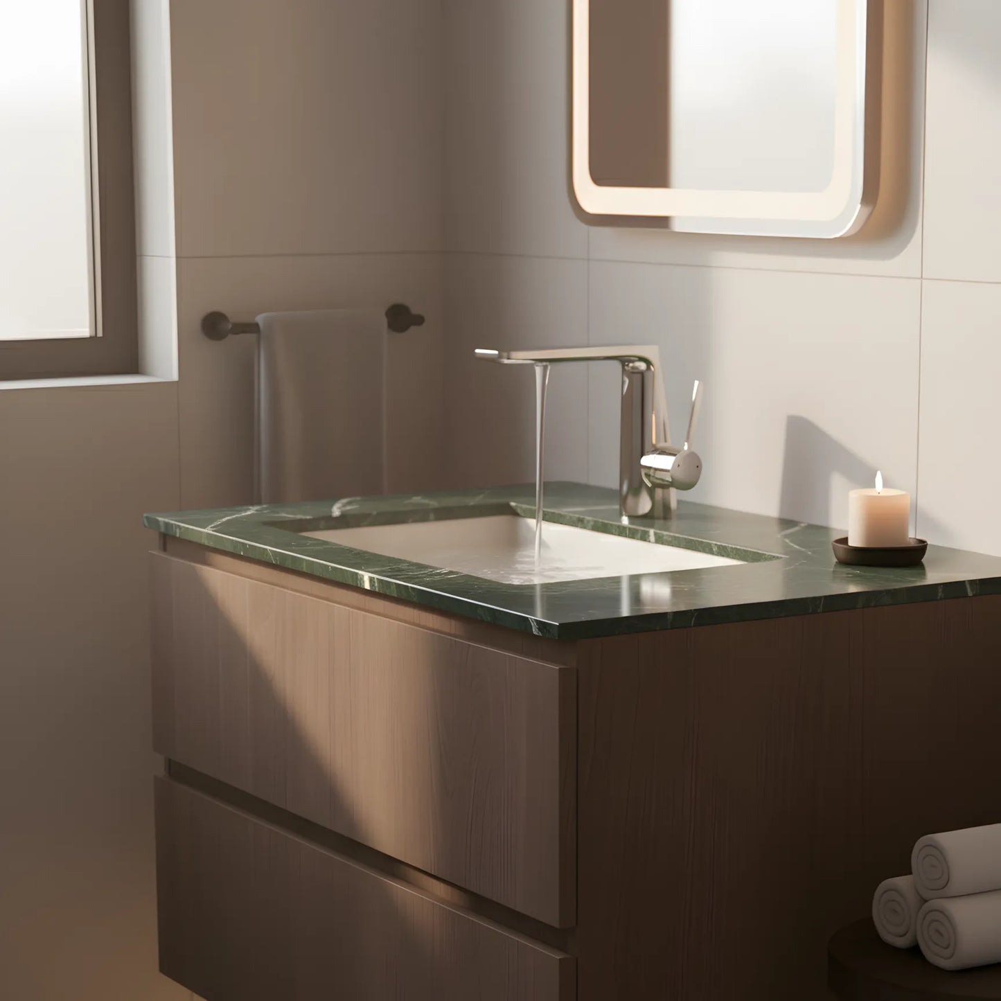 Baterie lavoar modernă – alamă solidă, crom inox