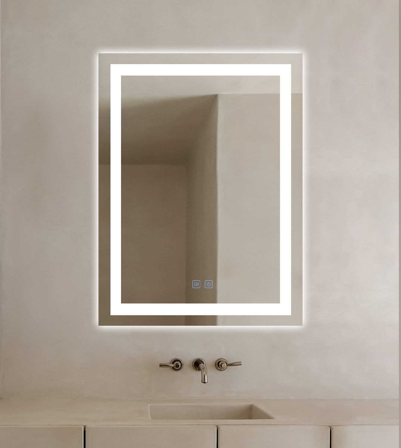 Rechteckiger LED-Badezimmerspiegel H109 mit 3 Lichtfarben, Anti-Beschlag und Touch-Steuerung