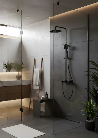 Duschset mit 2 Funktionen – Matt Schwarz, modernes Design aus massivem Messing