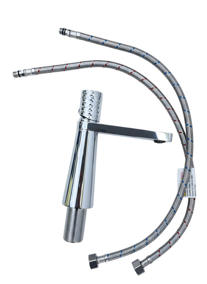 Waschbeckenarmatur Chrom glänzend – gehämmerte Struktur, modernes Design