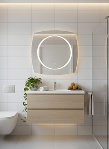 LED Badezimmerspiegel H-3075 – 80x80 cm, 3 Lichtfarben, Anti-Beschlag, Touch-Schalter, Modernes