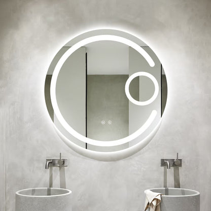 Runder LED-Badezimmerspiegel H13 mit 3 Lichtfarben, Anti-Beschlag, Touch-Steuerung und integriertem Kosmetikspiegel