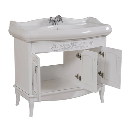 Mobilier de baie pe pardoseală Mikella, Alb+Crom Aqua Rodos