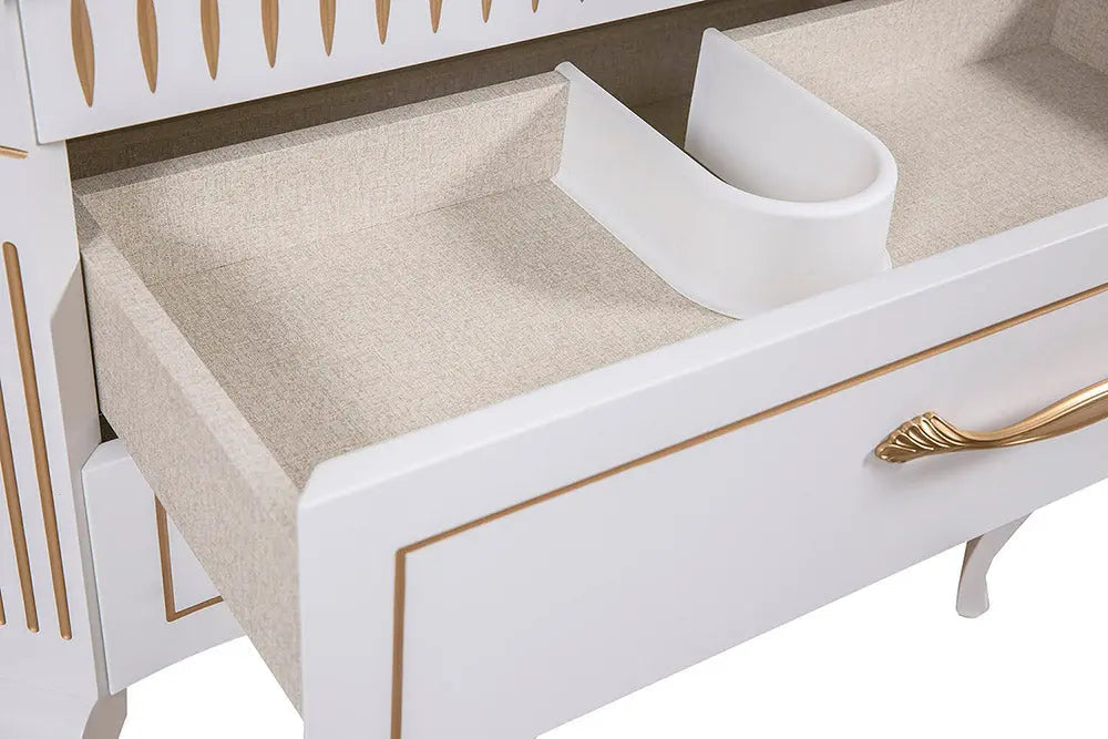 Mobilier de baie pe pardoseală Royal, Alb+auriu Aqua Rodos
