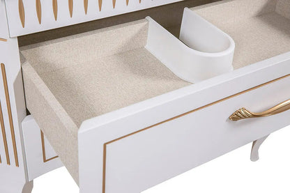 Mobilier de baie pe pardoseală Royal, Alb+auriu Aqua Rodos