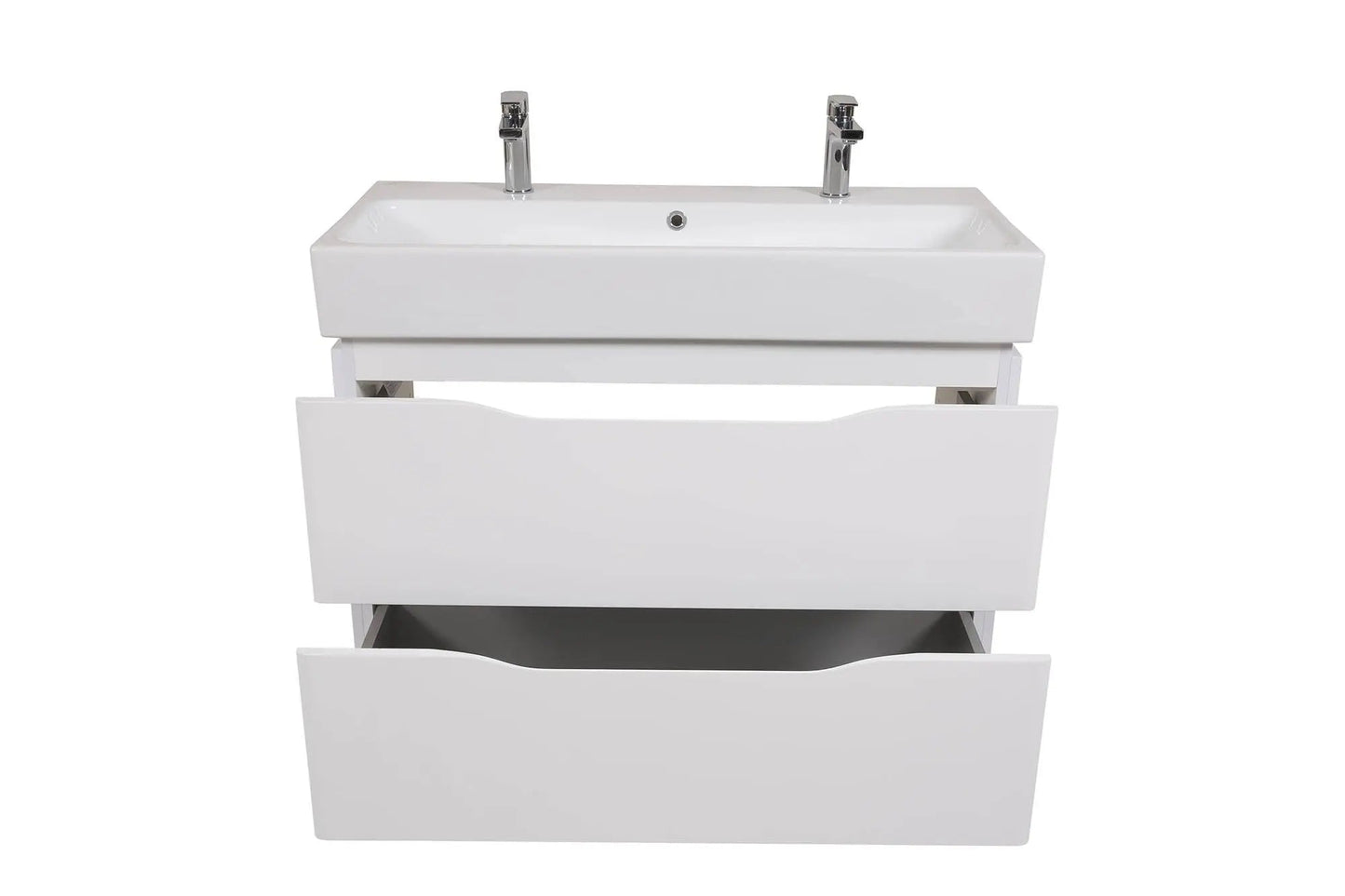 Mobilier de baie pe pardoseală Venice, Alb pentru 2 baterii Aqua Rodos