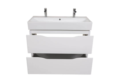 Mobilier de baie pe pardoseală Venice, Alb pentru 2 baterii Aqua Rodos