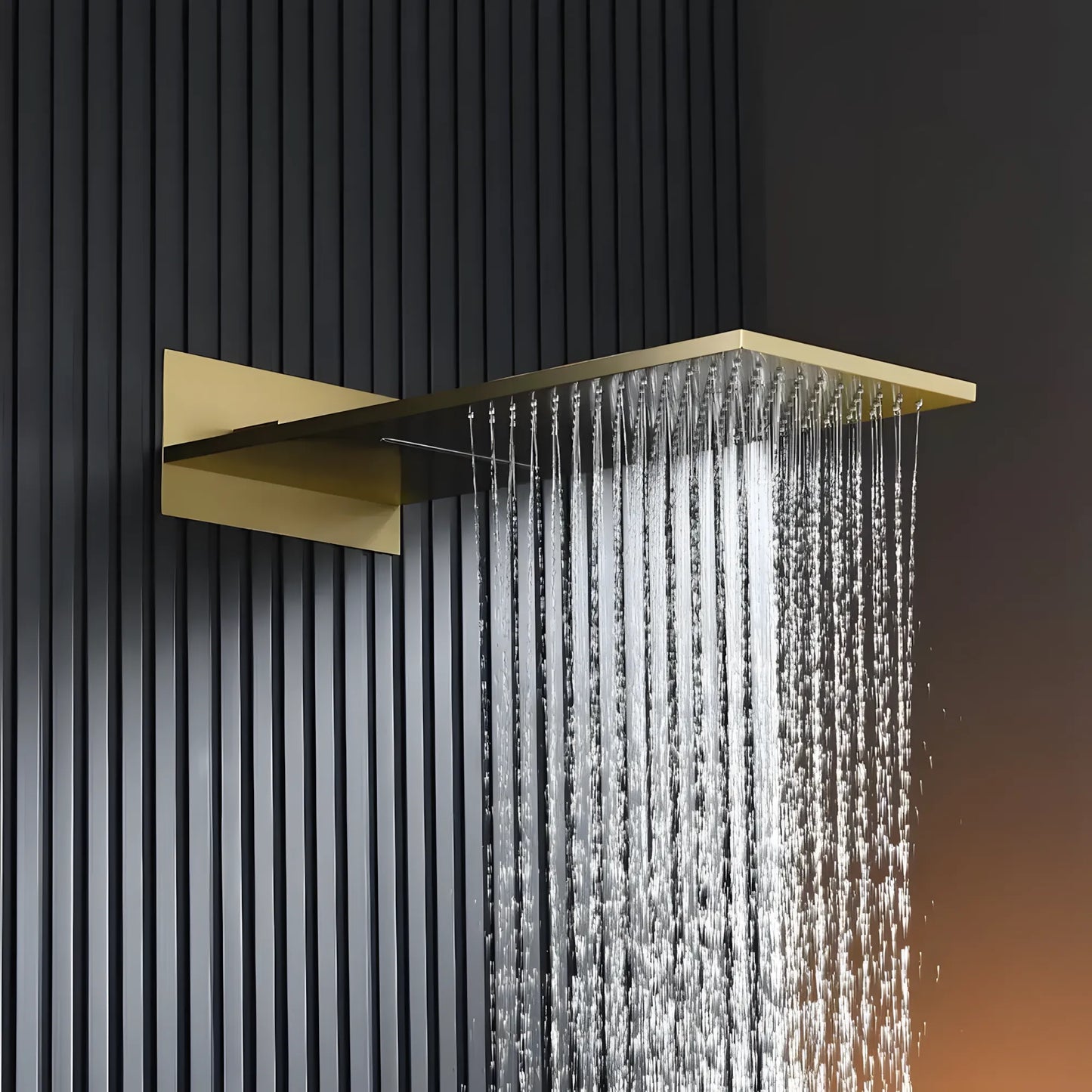 Unterputz-Duschset mit 2 Funktionen – Gebürstetes Gold, modernes Design aus massivem Messing