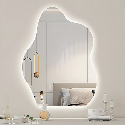 LED Badezimmerspiegel 60x80 cm – Unregelmäßige Form, 3 Lichtfarben, Anti-Beschlag & Touch