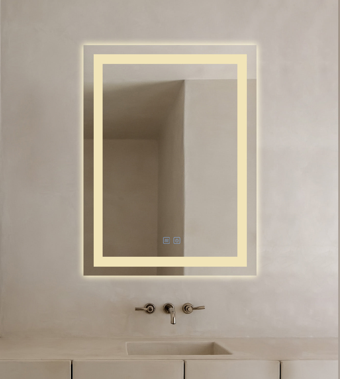 Rechteckiger LED-Badezimmerspiegel H109 mit 3 Lichtfarben, Anti-Beschlag und Touch-Steuerung