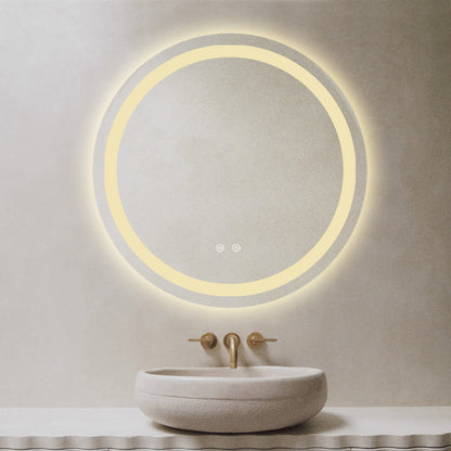 Runder LED-Badezimmerspiegel H105 mit 3 Lichtfarben, Anti-Beschlag und Touch-Steuerung