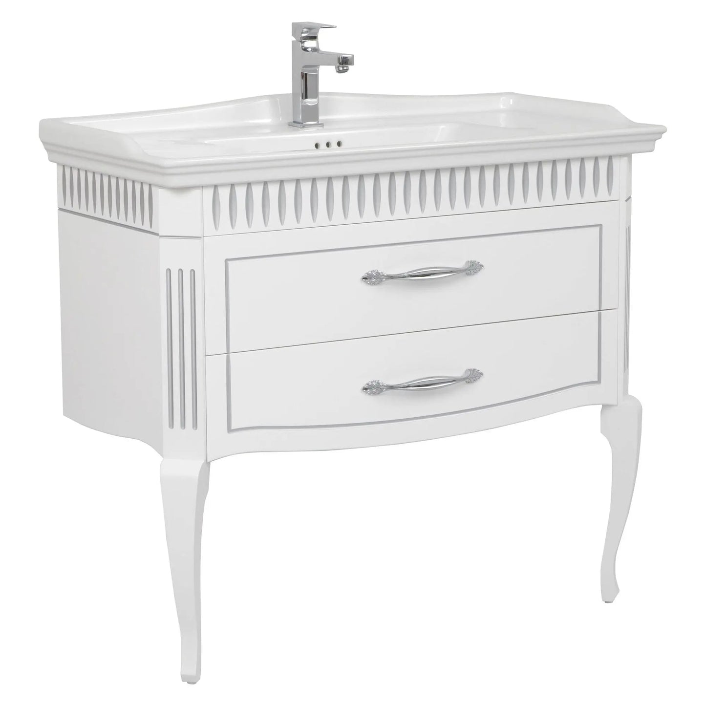 Mobilier de baie pe pardoseală Royal, Alb+argintiu Aqua Rodos