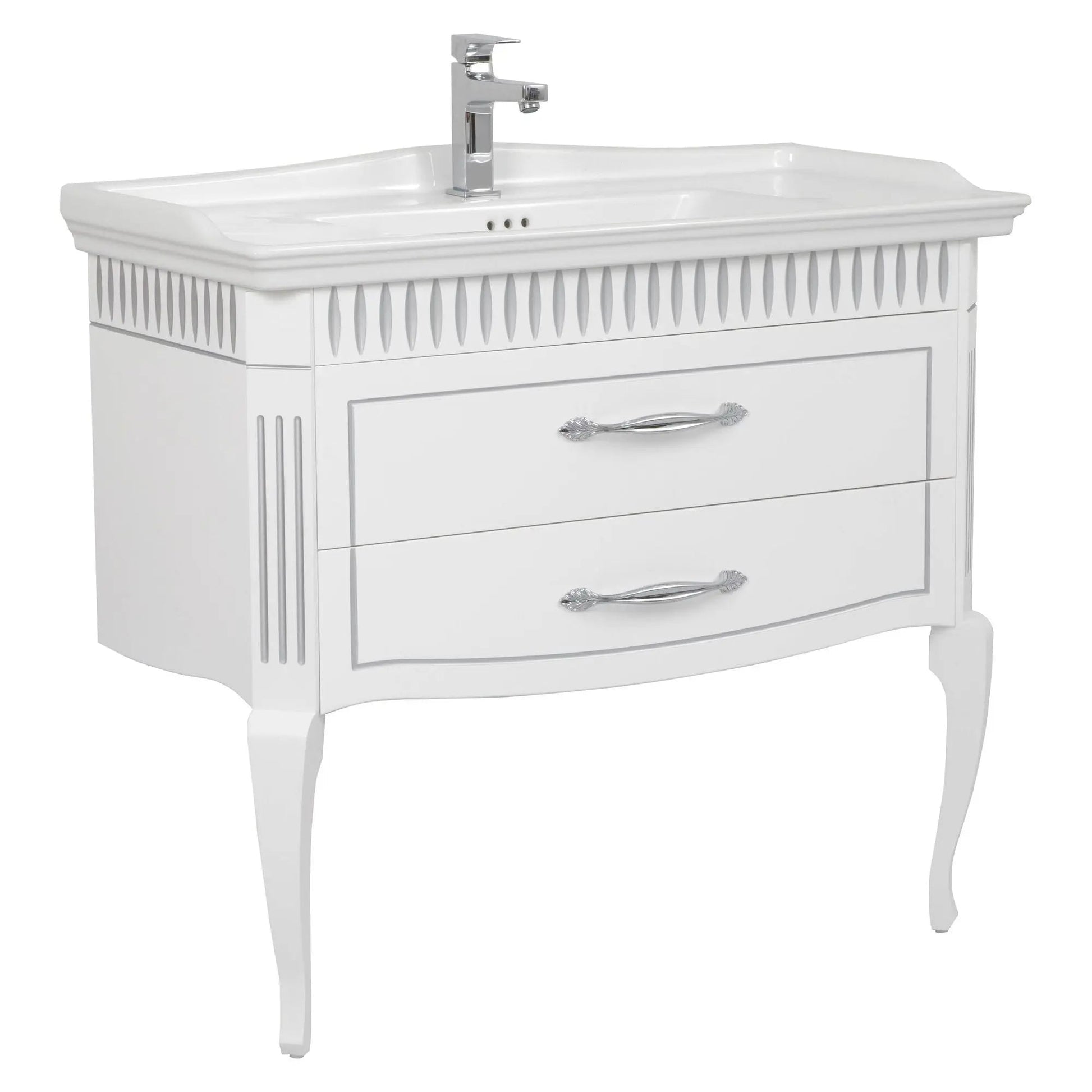 Mobilier de baie pe pardoseală Royal, Alb+argintiu Aqua Rodos