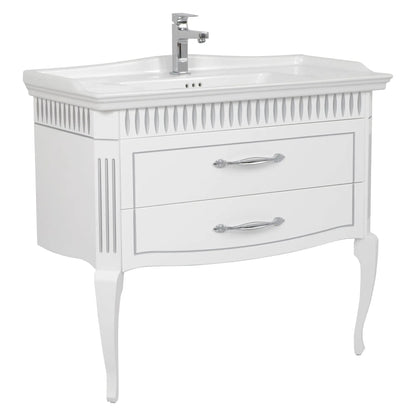 Mobilier de baie pe pardoseală Royal, Alb+argintiu Aqua Rodos