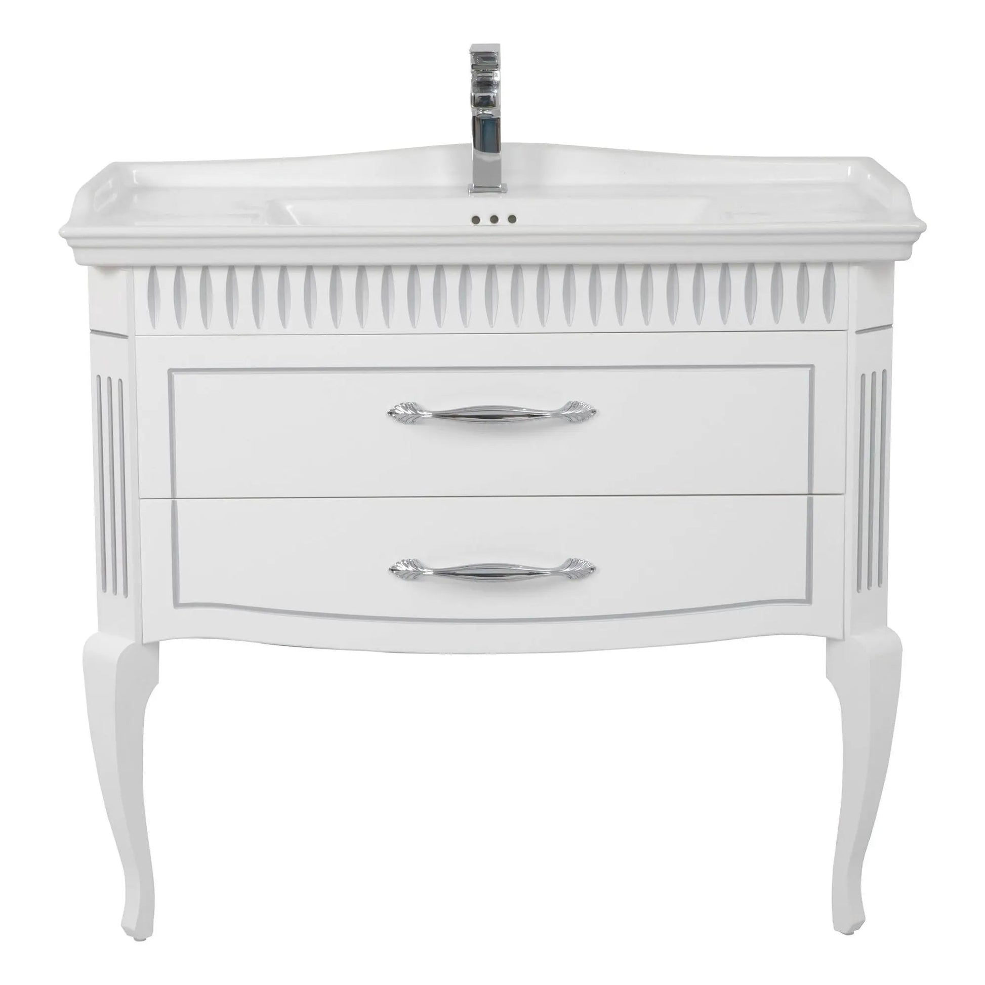 Mobilier de baie pe pardoseală Royal, Alb+argintiu Aqua Rodos