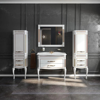 Mobilier de baie pe pardoseală Royal, Alb+auriu Aqua Rodos