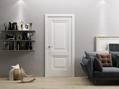 Ușă interior Elegant Lux albă – balamale ascunse, cu toc reglabil și design clasic-modern Omis