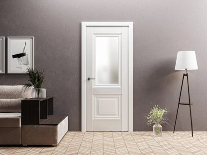 Ușă interior Elegant Lux G albă – design clasic modern, cu toc reglabil, complet echipată Rodos