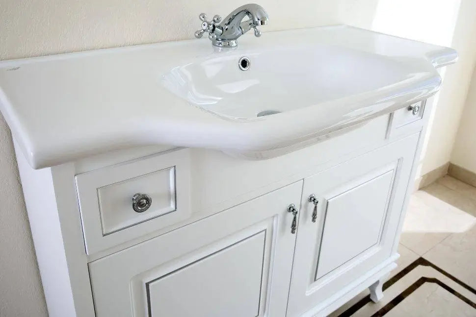 Mobilier de baie pe pardoseală Beatrice alb+crom Aqua Rodos