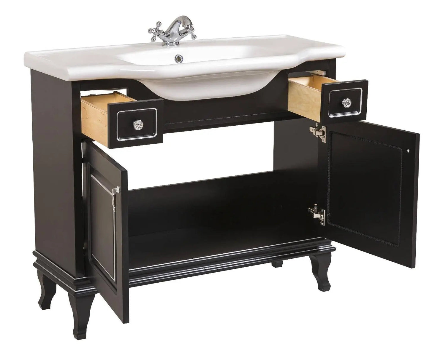 Mobilier de baie pe pardoseală Beatrice negru+crom Aqua Rodos