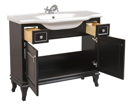 Mobilier de baie pe pardoseală Beatrice negru+crom Aqua Rodos