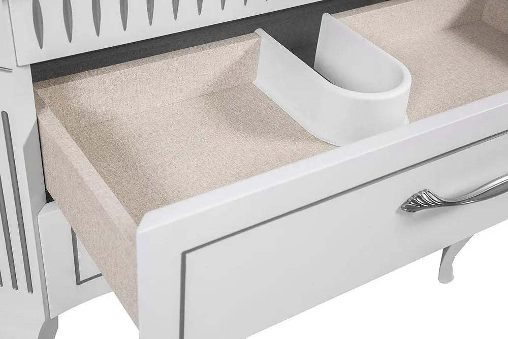 Mobilier de baie pe pardoseală Royal, Alb+argintiu Aqua Rodos