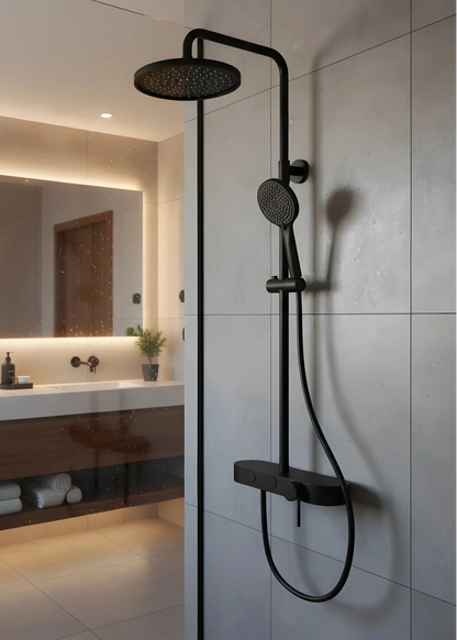 Duschset mit 2 Funktionen – Matt Schwarz, modernes Design aus Edelstahl